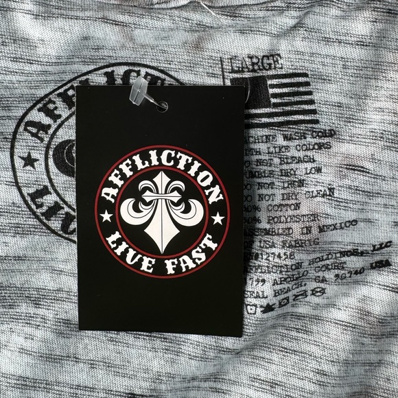 Affliction Men's Long Sleeve Graphic T-shirt -Gray/Black -Various Sizes- NWT - Picture 12 of 12